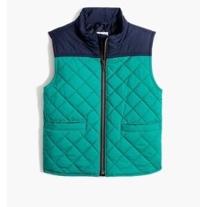 J Crew crew cuts color block walker vest heritage green navy sz‎ small